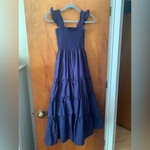 Smocked Midi Navy Dress Sz M
